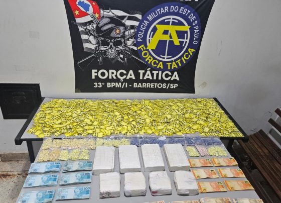 Polícia Militar detém suspeitos e apreende mais de 9kg de entorpecentes (Foto: O Diário de Barretos)